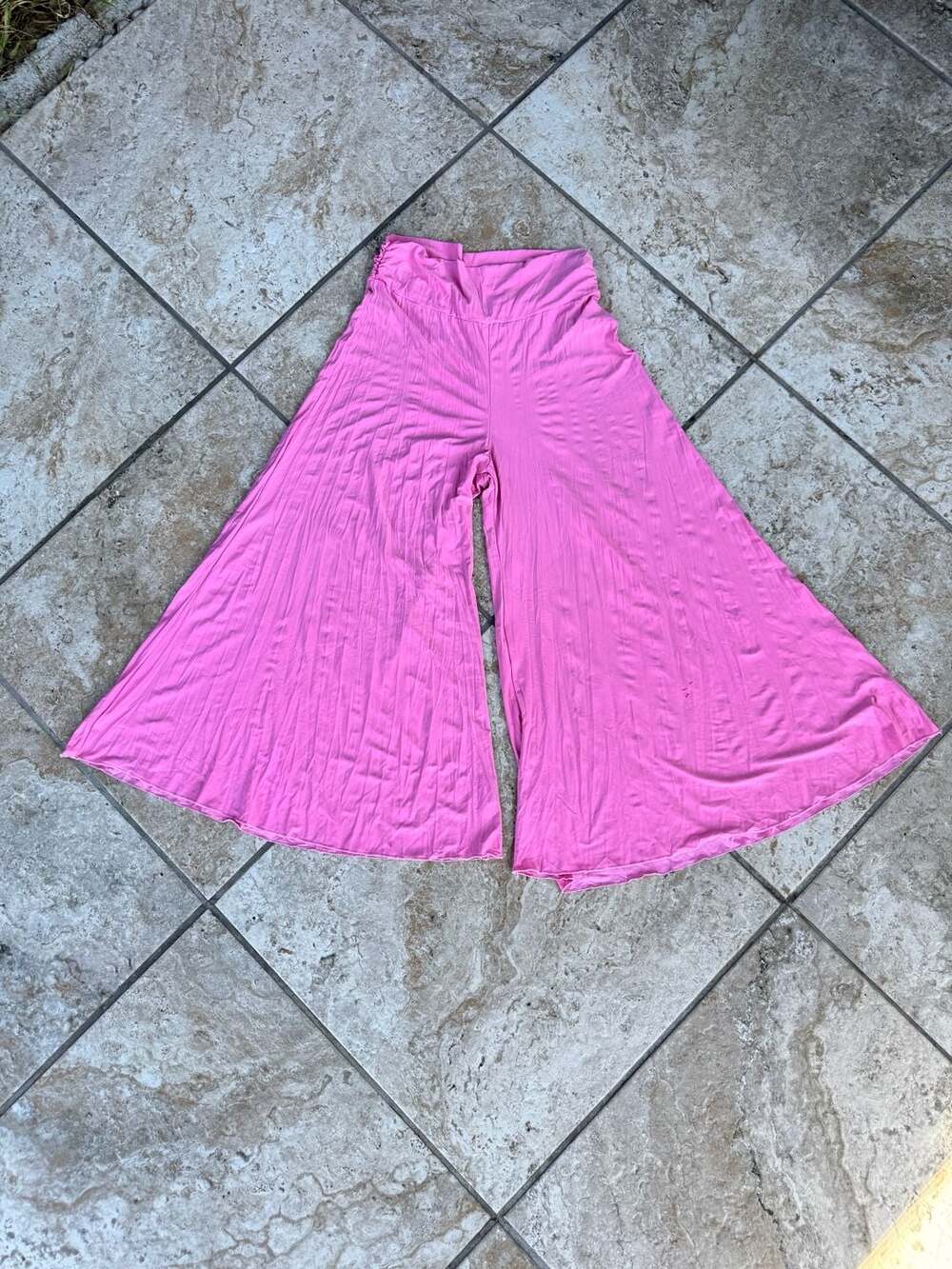 Y2K Bright Pink Pink Foldover Wide Leg Gaucho Pants